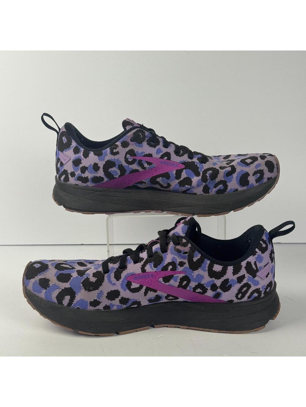 Brooks Revel 5 Purple Leopard Print Athletic Running Shoes Womens Size 10 - Picture 2 of 11